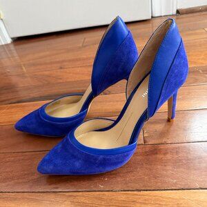 Gianni Bini Cobalt Royal Blue Suede D'Orsay Pointed Pumps 8.5M